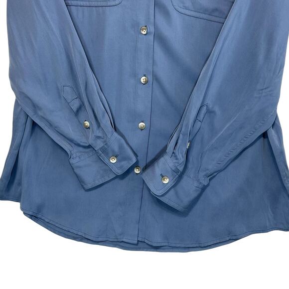 Chico's Sandwashed Satin Easy Shirt NWT Women's Sz 1 (M) Faded Indigo Luxe - Picture 6 of 8